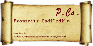 Prosznitz Csépán névjegykártya